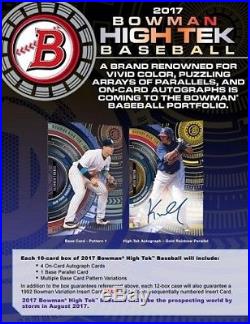 (1) 2017 Bowman High Tek Baseball Factory Sealed Hobby Box 4 Autographs New