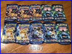 10 Pokemon XY EVOLUTIONS Booster Pack Lot Factory Sealed From Boxes TCG Cards