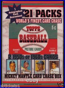 1952 Unopened Card Chase Box-21 Pack, + Auto + 2 Cards From The 1950/60's