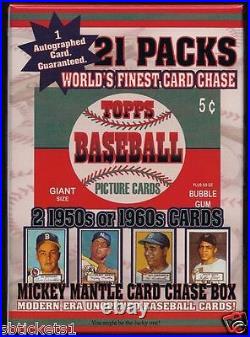 1952 Unopened Card Chase Box-21 Pack, + Auto + 2 Cards From The 1950/60's