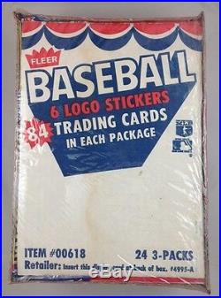 1983 Fleer Baseball Jumbo Rack Pack Factory Sealed Box of 24 Packs 84 Cards Per