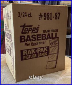 1987 TOPPS Baseball Rak-Pack 3 Box Case Factory Sealed Mint 72 Packs. Bonds 10