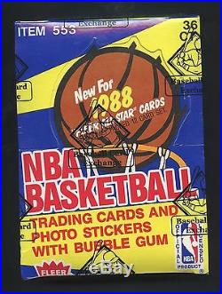 1988-89 Fleer Basketball Unopened Wax Pack Box with 36 Packs BBCE Sealed