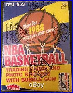 1988 Fleer Basketball Unopened Wax Box BBCE, sealed (36 packs)