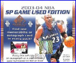 2003-04 NBA SP Game Used Edition Sealed Hobby Box 3 cards/pack 6 packs/box