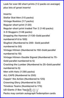 2003 Upper Deck MLB Vintage Baseball Sealed Hobby 24 Packs Box