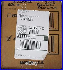 2010 Bowman Platinum Factory Sealed Hobby Baseball Case (6 Box Case)