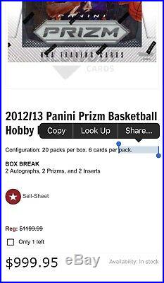 2012-13 Panini Prizm Basketball Sealed Unopened Hobby Box