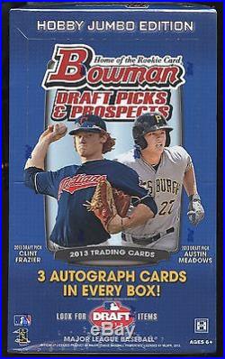 2013 Bowman Draft Picks & Prospects Baseball Factory Sealed JUMBO BOX 3 AUTOS