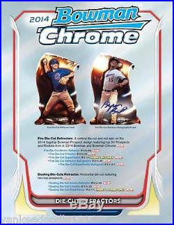 2014 Bowman Chrome Baseball factory sealed Hobby Jumbo Box, 12 packs/13 cards