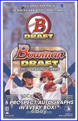 2015 Bowman Draft Picks Baseball Super Jumbo Pack Factory Sealed 6 Box Case