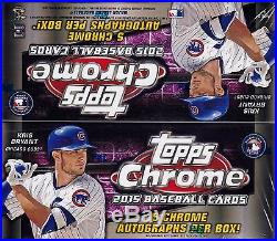 2015 Topps Chrome Jumbo Baseball sealed hobby box 5 auto 12 packs of 13 cards