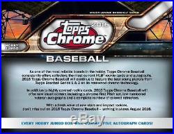 2016 Topps Chrome Baseball SEALED HTA Hobby JUMBO BOX (5 Autos/box avg)