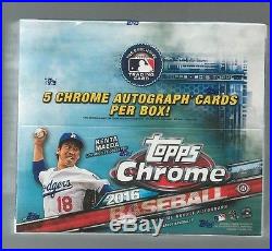2016 Topps Chrome Baseball Sealed Hobby Jumbo Box 12 packs 5 auto per box