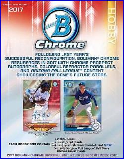 2017 Bowman Chrome Baseball Factory Sealed Hobby Box 12 Packs 2 Autos