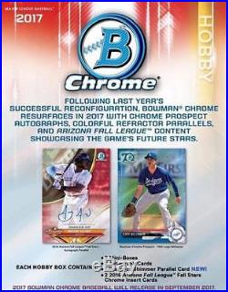 2017 Bowman Chrome Baseball Hobby Box Factory Sealed 12 Packs 2 Autos