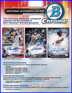 2017 Bowman Chrome Baseball sealed HTA Choice Box 3 autographs