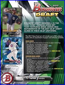 2017 Bowman Draft Baseball (12/06) Factory Sealed Hobby JUMBO Box 3 Chrome Autos