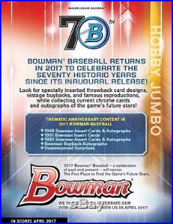 2017 Bowman baseball factory sealed hobby 8-box JUMBO case Judge Bellinger