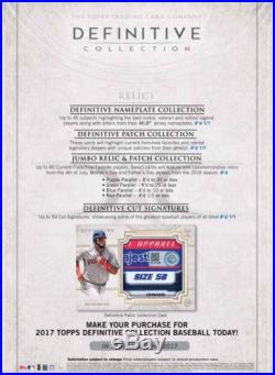 2017 Topps Definitive Baseball Sealed CASE 3 Hobby Boxes HIGH END Presell