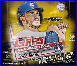 2017 Topps Series 1 Baseball sealed jumbo box 10 packs of 50 MLB cards 1 auto