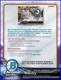 2018 Bowman Chrome Baseball (09/05) Factory Sealed Hobby Box Master Box 12 Packs