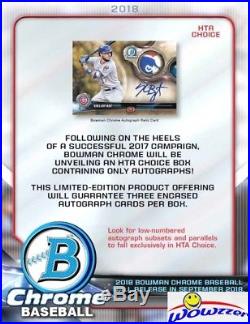 2018 Bowman Chrome Baseball Factory Sealed HTA CHOICE HOBBY Box-3 AUTOGRAPHS