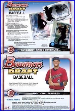 2018 Bowman Draft Baseball Hobby Hta Jumbo Factory Sealed Box 3 Autos