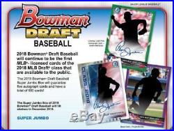 2018 Bowman Draft Baseball Sealed Hobby SUPER JUMBO Box 5 AUTOS