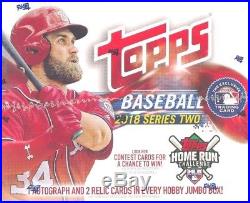 2018 Topps Series 2 Baseball Sealed HOBBY JUMBO 6 Box CASE-18 AUTOGRAPH/RELIC