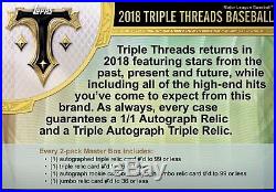 2018 Topps Triple Threads Baseball (10/31) Factory Sealed Hobby Box 4 Big Hits