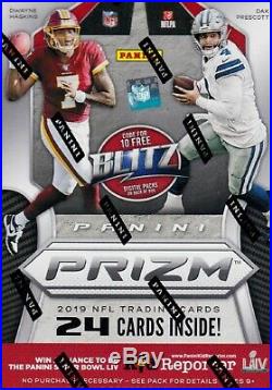 2019 Panini Prizm Football sealed blaster box 6 packs 4 NFL cards 1 memorabilia
