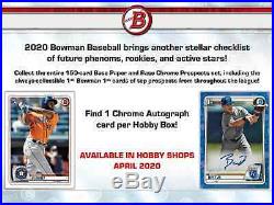 2020 Bowman Baseball Hobby Box New Factory Sealed Sealed Free Shipping