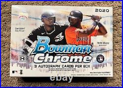 2020 Bowman Chrome Baseball HOBBY HTA Box FACTORY SEALED 3 Autos