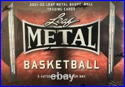 2021-22 LEAF Metal Basketball Cards Unopened Sealed Hobby Box 5 Autos