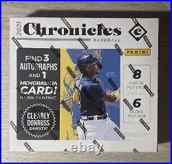 2021 Panini Chronicles Baseball Factory Sealed Hobby Box with 4 Hits
