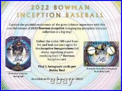 2022 BOWMAN INCEPTION Baseball HOBBY Box Factory Sealed FREE PRIORITY SHIP