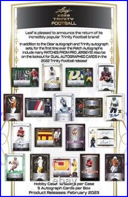 2022 Leaf Trinity Football Factory Sealed 5 Auto Autograph Per Hobby Box