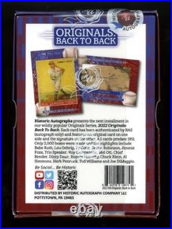 2023 Historic Autographs Originals Back to Back Baseball Factory Sealed Box