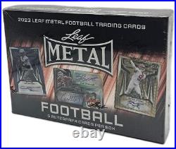 2023 Leaf Metal Draft Football Factory Sealed Hobby Box 5 Autographs Per Box