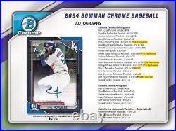 2024 Bowman Chrome Baseball Hobby Hta Box 3 Autos/box Brand New Sealed Qty