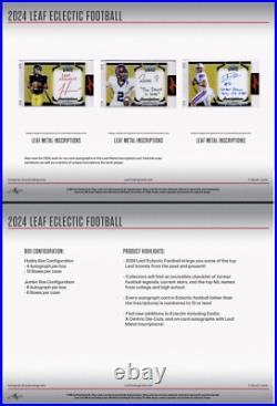 2024 Leaf Eclectic Football Factory Sealed 8 Auto's Per Hobby Jumbo Box