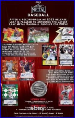 2024 Leaf Metal Baseball Jumbo Hobby Box 14 Cards per Box Factory Sealed 2024 Leaf Metal Baseball Jumbo Hobby Box 14 Cards per Box Factory Sealed