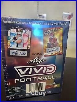 2024 Leaf Vivid Football Factory Sealed Hobby Box 5 Autos