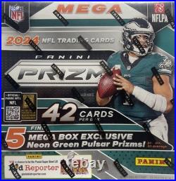 2024 Panini (green Pulsar) Prizm Football Factory Sealed Hobby Mega Box