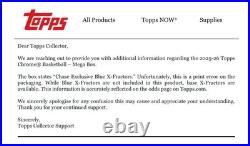 2025/26 Topps Chrome NBA Mega Box (42 Cards) Factory Sealed New In Stock