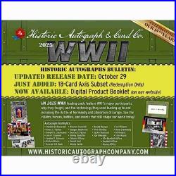 2025 Historic Autographs World War 2 Hobby Box Factory sealed 25HAEWW2