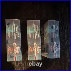 2025 Topps Chrome football factory boxes in hand and sealed Lot 3