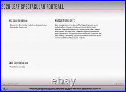 2026 Leaf Spectacular Football NFL Factory Sealed Hobby Box