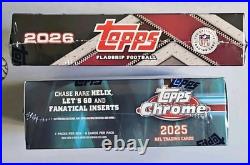 2026 Topps Flagship Football HOBBY &'25 Topps Chrome Mega Boxes, Factory Sealed